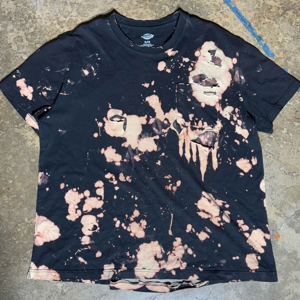 Vintage Dickies Distressed Acid-Wash 100% Cotton Black Short Sleeve Shirt - Picture 5 of 6